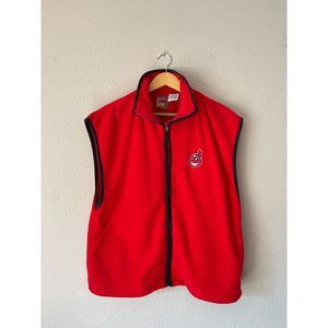 Vintage Cleavleand Indians Logo Fleece Vest (L)